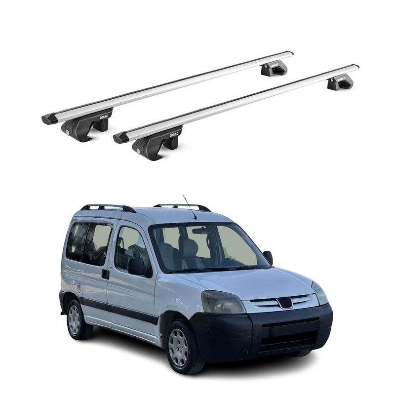 Barres de toit transversales pour Peugeot Partner I 2001-2007 Alu Gris 2x ABE
