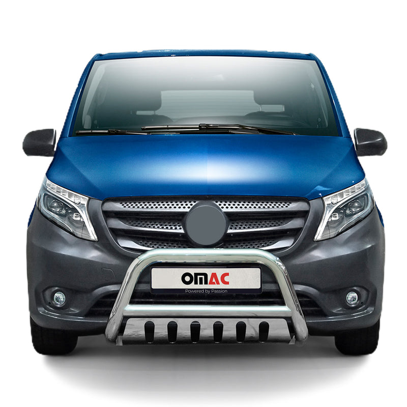 Pare-Buffle Avant Pour Mercedes Vito W447 2014-2025 en Acier Inox Argent