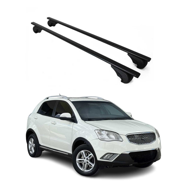 Barres de toit Transversales pour Ssangyong Korando 2010-2019 Fer Noir