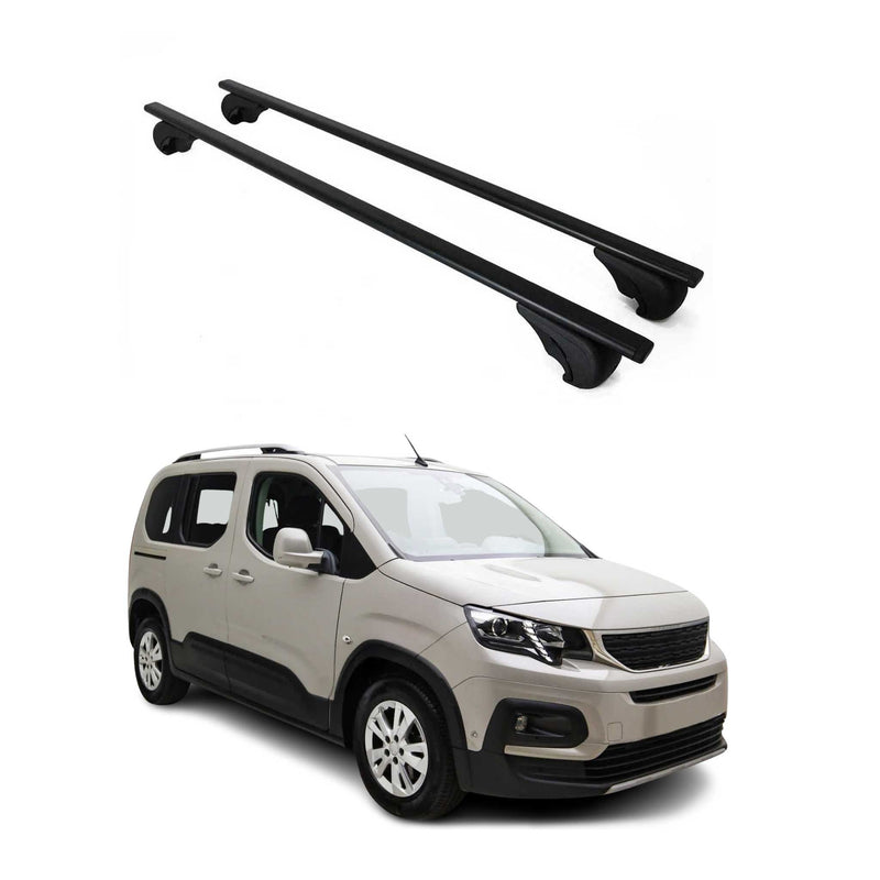 Barres de toit Transversales pour Peugeot Rifter 2019-2024 Fer Noir