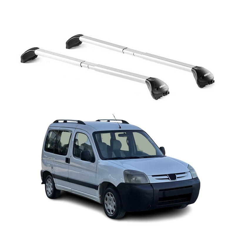 Barres de toit pour Peugeot Partner I 2001-2007 5P Gris Argenté 2 pièces ABE