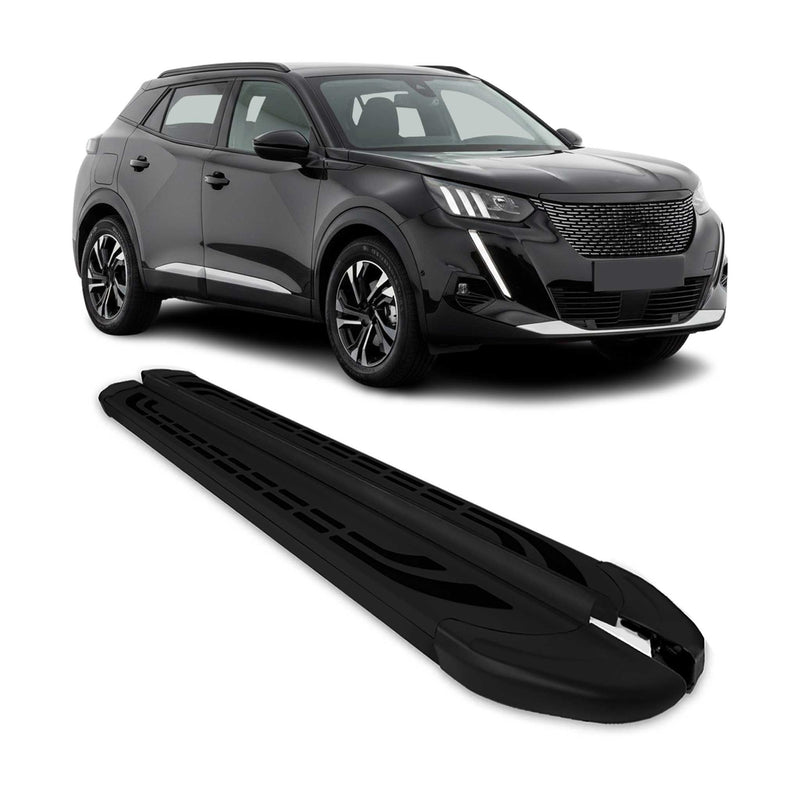 Marchepieds Latéraux pédale pour Peugeot 2008 2020-2024 Aluminium Noir 2Pcs