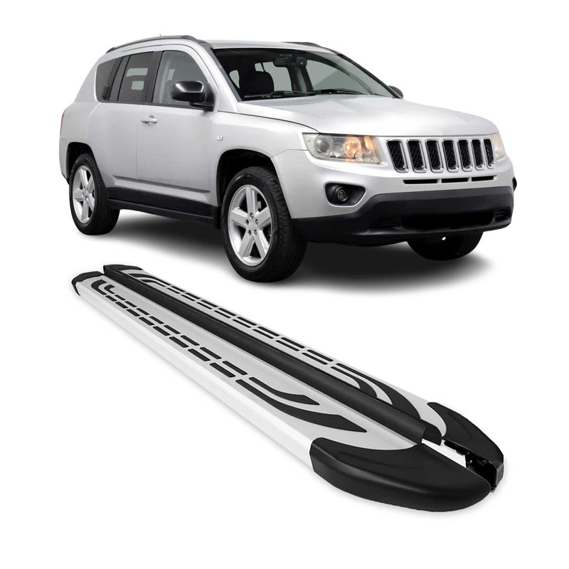Marchepieds Latéraux pédale pour Jeep Compass 2011-2016 Aluminium Gris 2Pcs