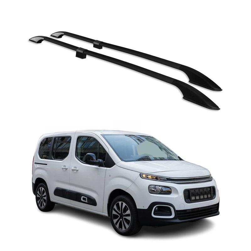 Barres de toit longitudinales pour Citroen Berlingo 2018-2025 L1 Aluminium Noir