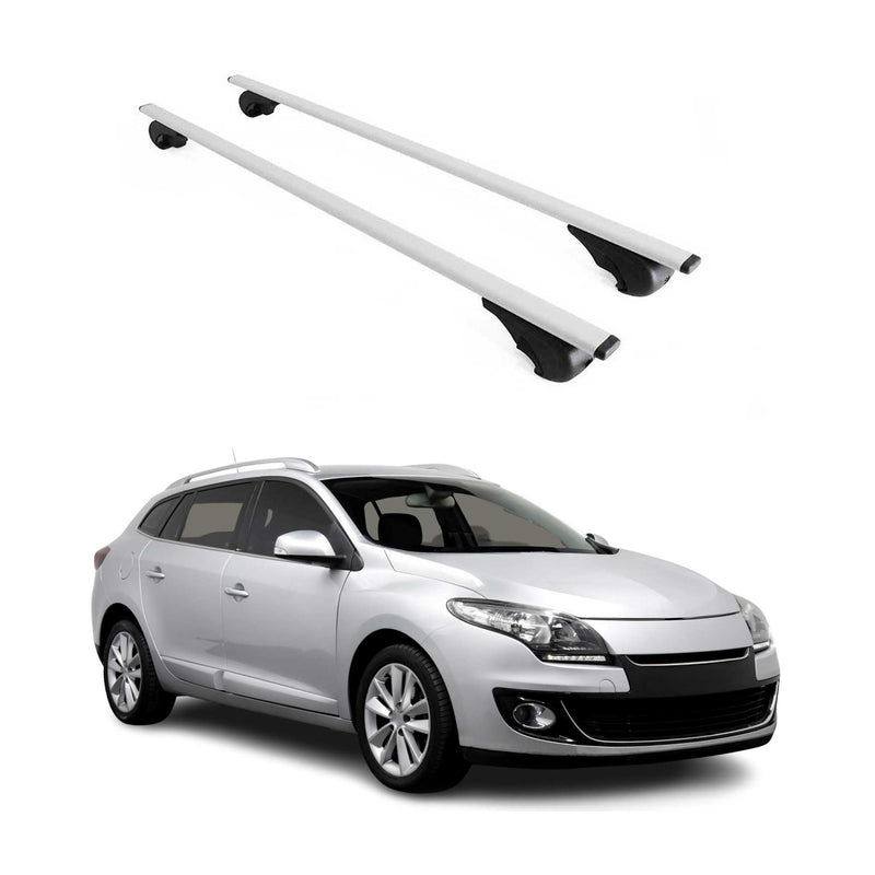 Barres de toit Transversales pour Renault Megane 2009-2016 Fer Argent