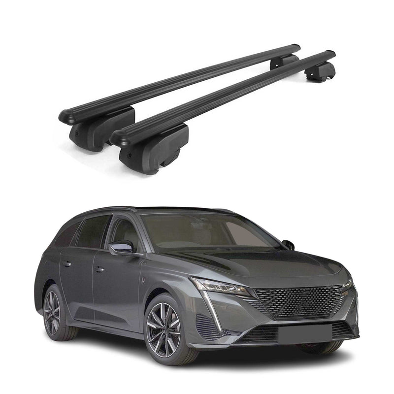 Barres de toit Transversales pour Peugeot 308 Break 2021-2023 Alu Noir ABE