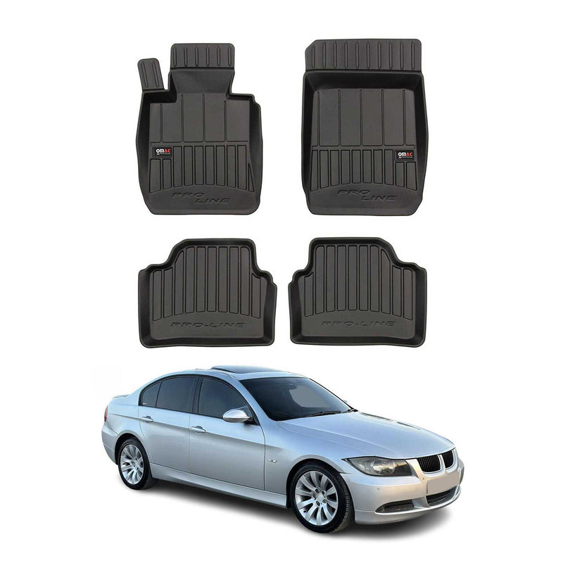 OMAC Tapis de sol caoutchouc pour BMW Série 3 E90 E91 2004-2012 Noir Premium