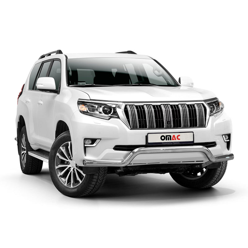 Pare-Buffle Avant Pour Toyota Land Cruiser 150 2018-2025 Argent en Acier Inoxy