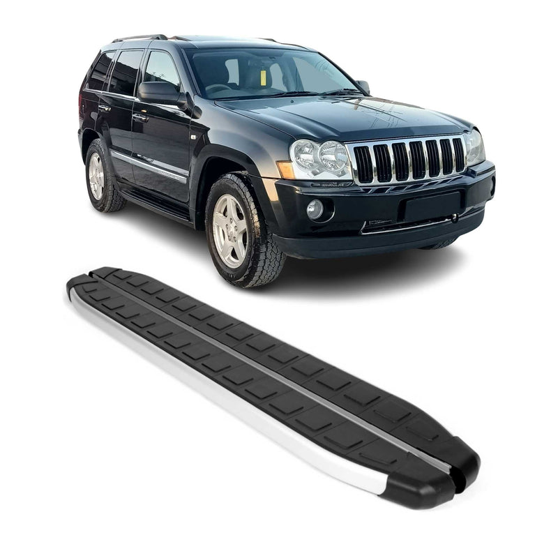 Marchepieds Latéraux pour Jeep Grand Cherokee 2005-2011 Alu Noir Gris 2Pcs