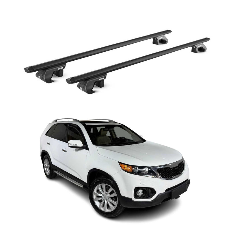 Barres de toit transversales ABE pour Kia Sorento XM 2009-2014 5 P Alu Noir 2x