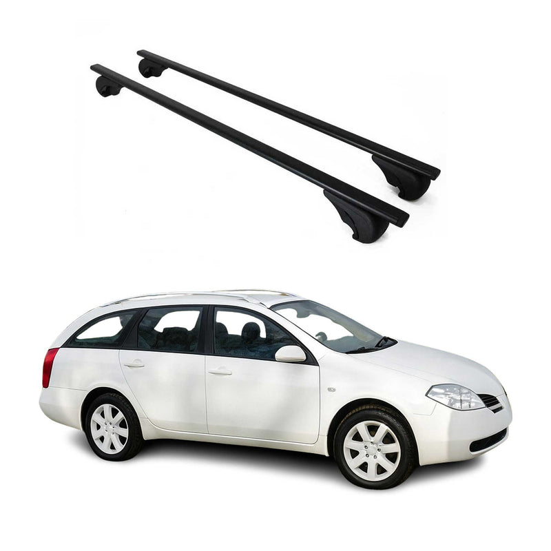 Barres de toit Transversales pour Nissan Primera WP12 2002-2008 Fer Noir
