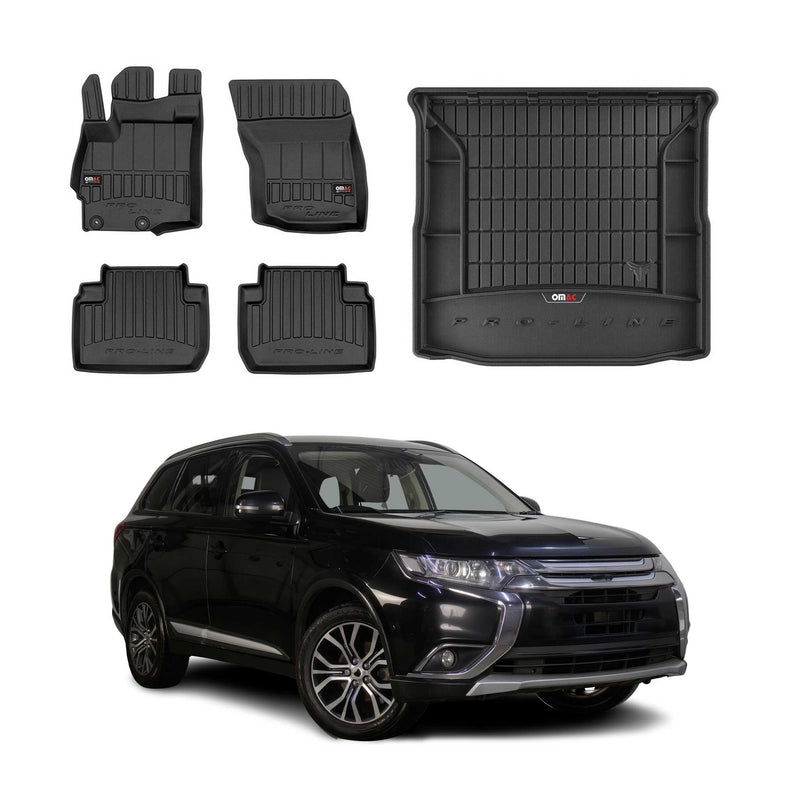 Kit Tapis de Sol et Coffre pour Mitsubishi Outlander 2012-2015 TPE Noir