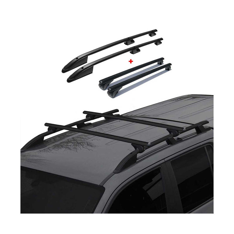 Kit Barres de toit pour Ford Transit Tourneo Custom 2012-24 L2 Long L3 Alu Noir