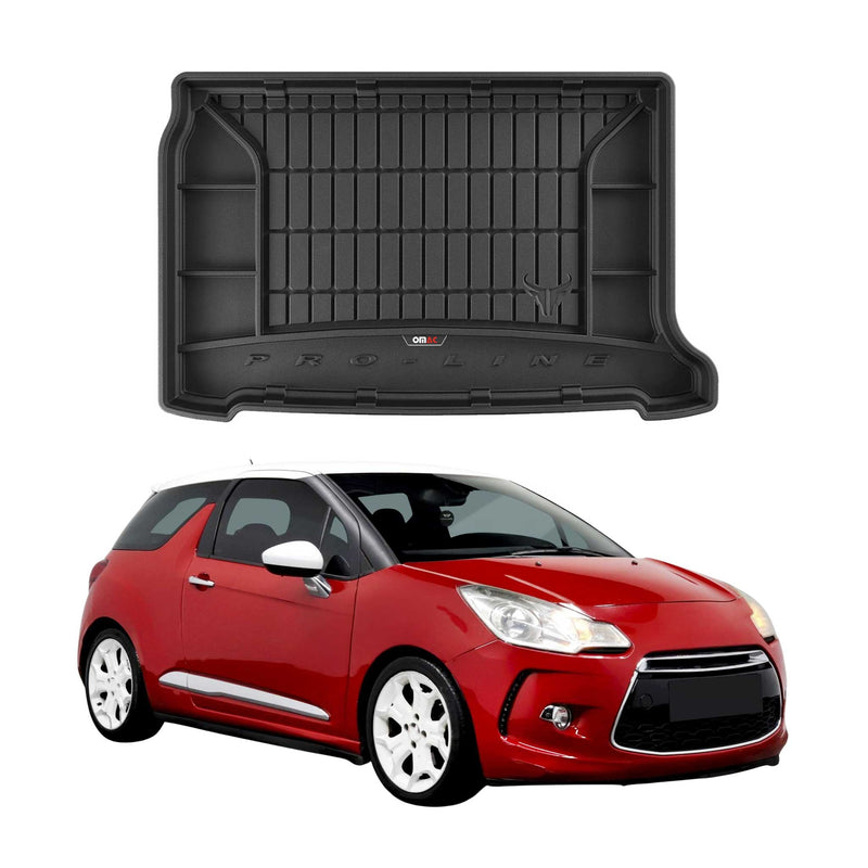 Tapis de Coffre pour Citroen DS3 2009-2022 TPE Noir