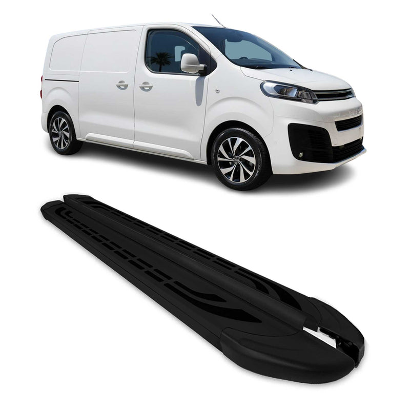 Marchepieds Latéraux pour Citroen Jumpy 2016-2025 Aluminium Noir L1 Court 2Pcs