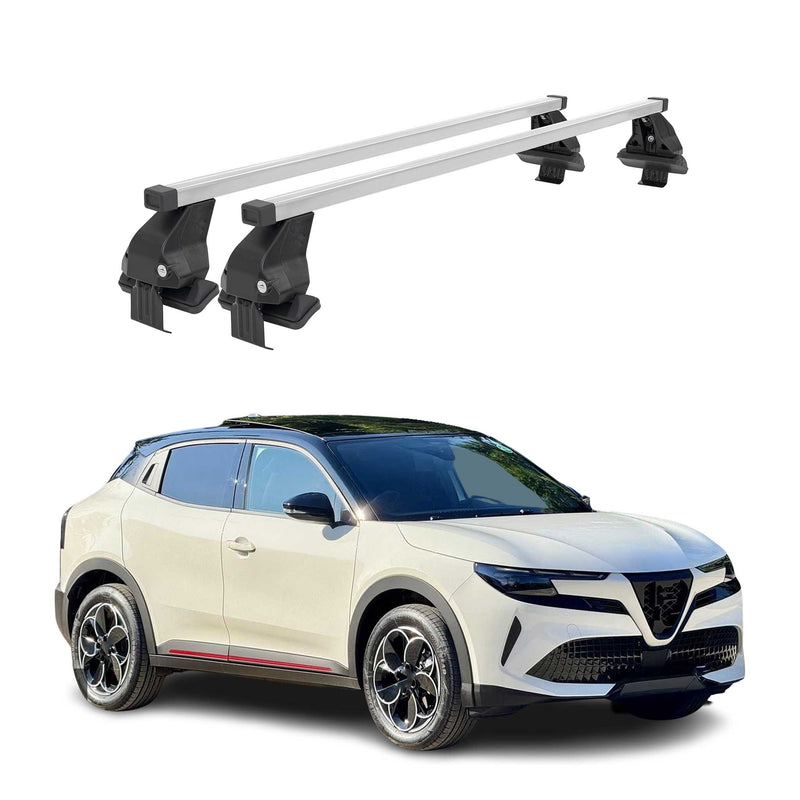 Menabo Barres de toit Transversales pour Alfa Romeo Junior 2024-25 Acier Gris 2x