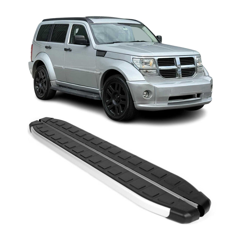 Marchepieds Latéraux pour Dodge Nitro 2006-2012 Aluminium Noir Gris 2Pcs