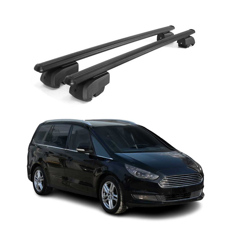 Barres de toit Transversales pour Ford Galaxy 2015-2023 Aluminium Noir ABE