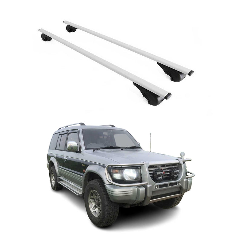 Barres de toit Transversales pour Mitsubishi Pajero 1990-2000 Fer Argent