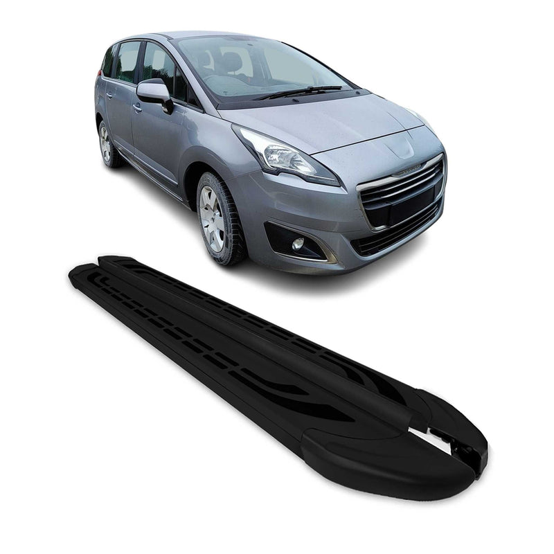 Marchepieds Latéraux pédale pour Peugeot 5008 2009-2016 Aluminium Noir 2Pcs