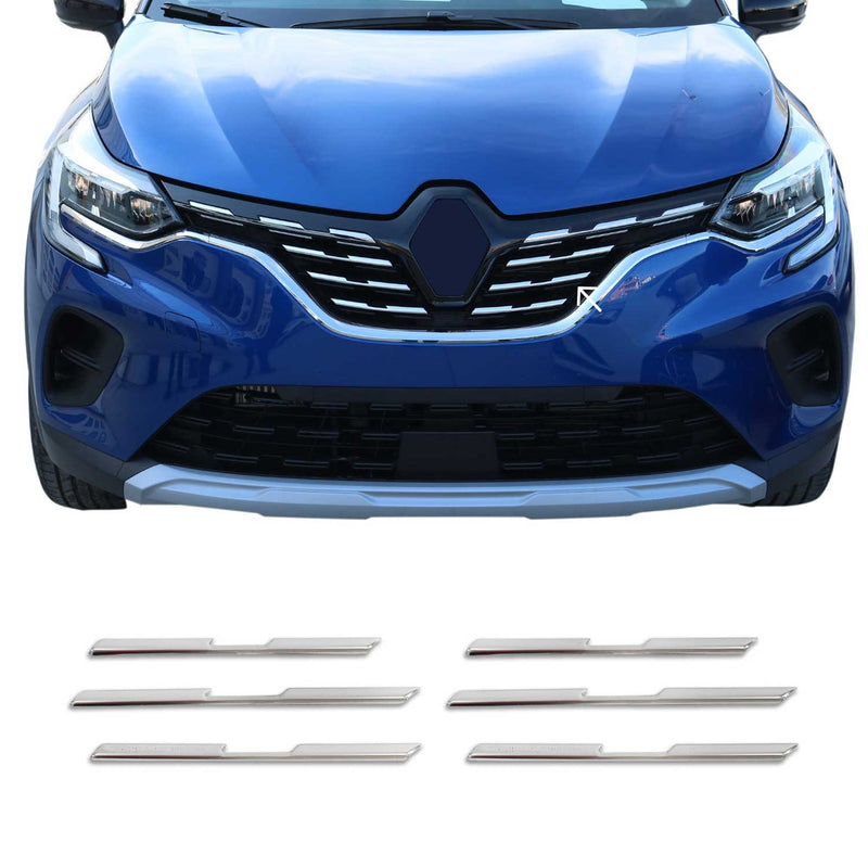 Moulure de calandre avant pour Renault Captur 2020-2025 6Pcs en Acier Silver