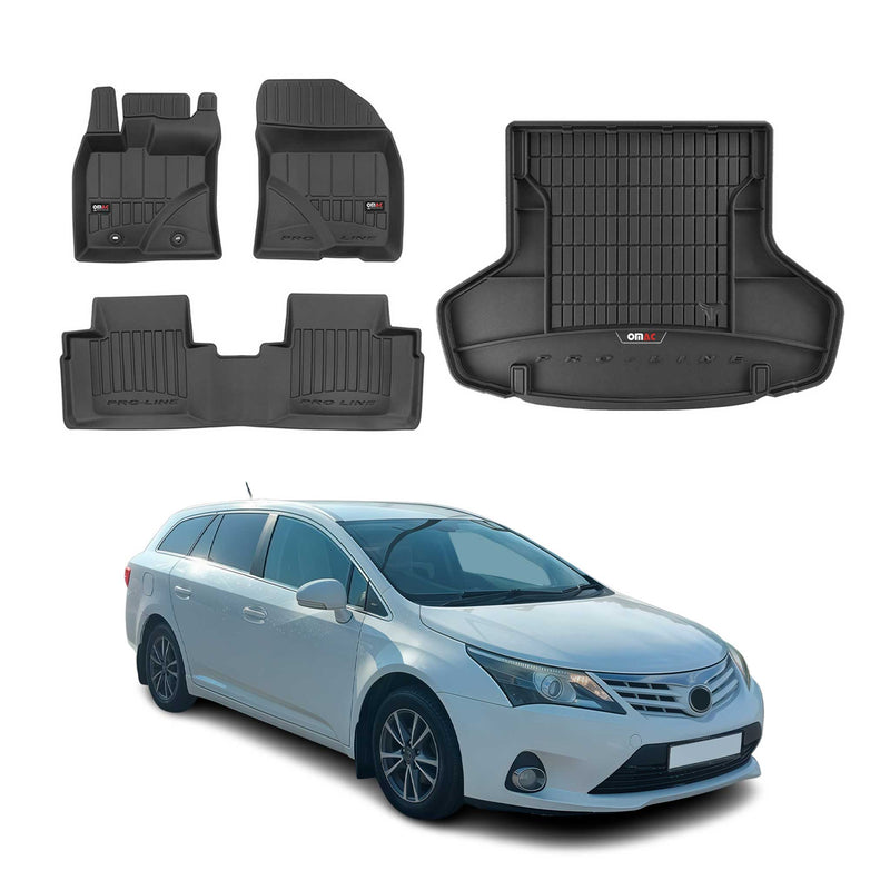 Kit Tapis de Sol et Coffre pour Toyota Avensis 2009-2018 TPE Noir