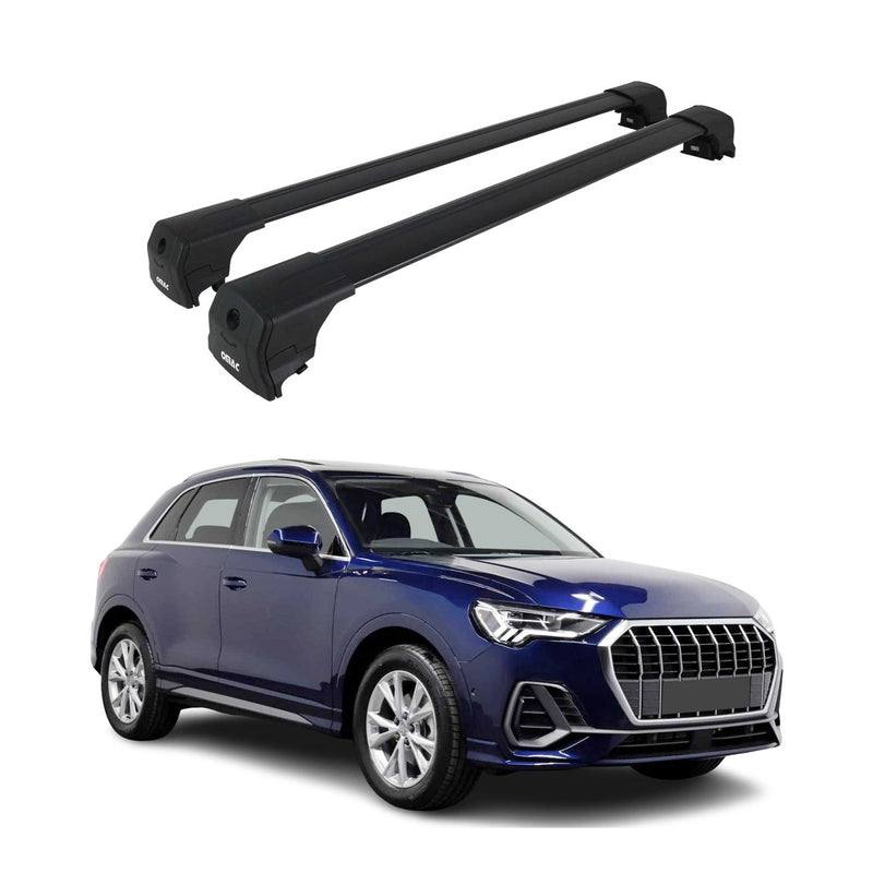 Barres de toit transversales pour Audi Q3 2018-2025 Aluminium Noir ABE