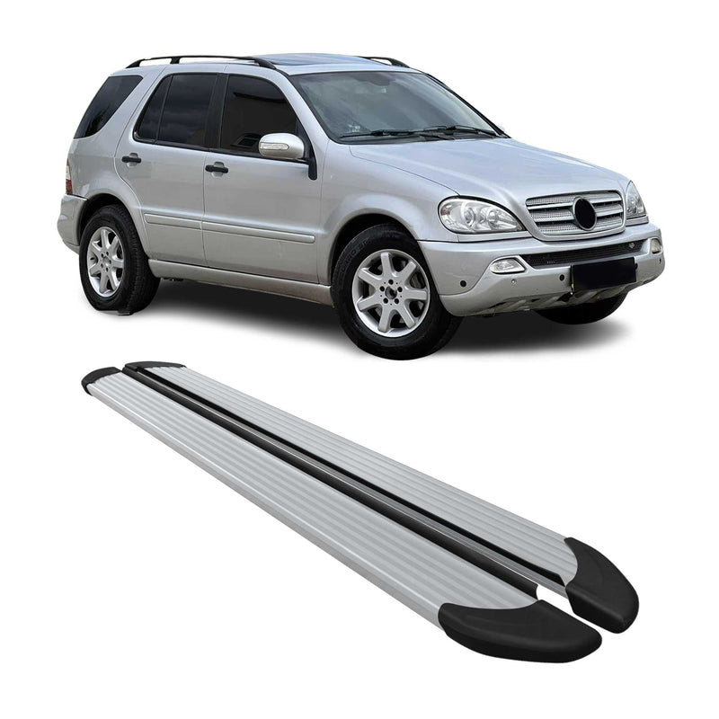 Marchepieds Latéraux pour Mercedes Classe M W163 1998-2005 Aluminium Argent 2Pcs