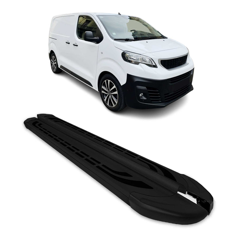 Marchepieds Latéraux pour Peugeot Expert Traveller 2017-2025 Alu Noir L1 Court