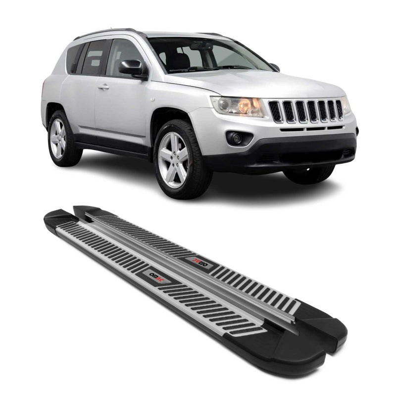 Marchepieds Latéraux pour Jeep Compass 2011-2016 Noir Gris Aluminium 2Pcs
