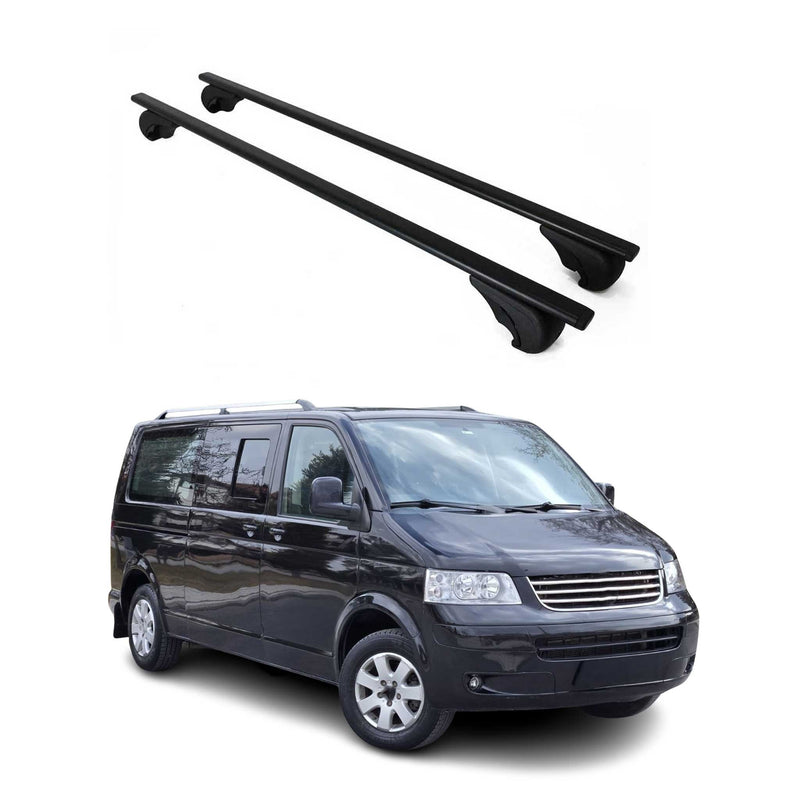 Barres de toit Transversales pour VW Multivan T5 Caravelle 2003-2015 Fer Noir