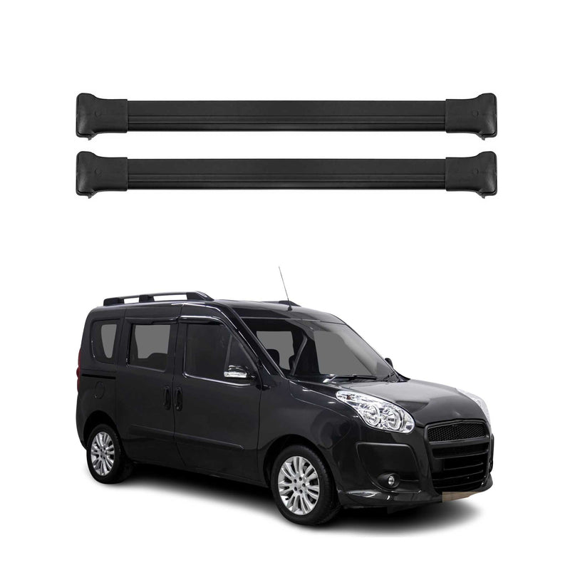 Barres de toit transversales pour Fiat Doblo 2010-2021 Noir Aluminium
