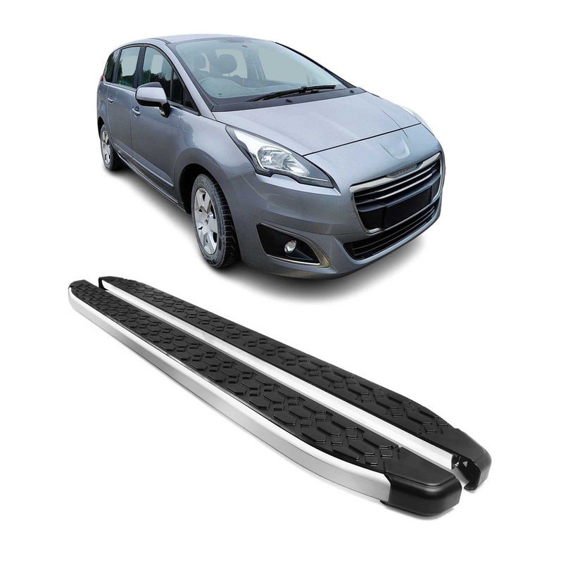 Marchepieds Latéraux pour Peugeot 5008 2009-2016 Gris Noir Aluminium 2Pcs