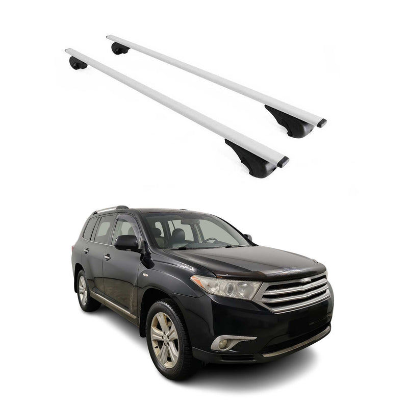 Barres de toit Transversales pour Toyota Highlander 2007-2013 Fer Argent