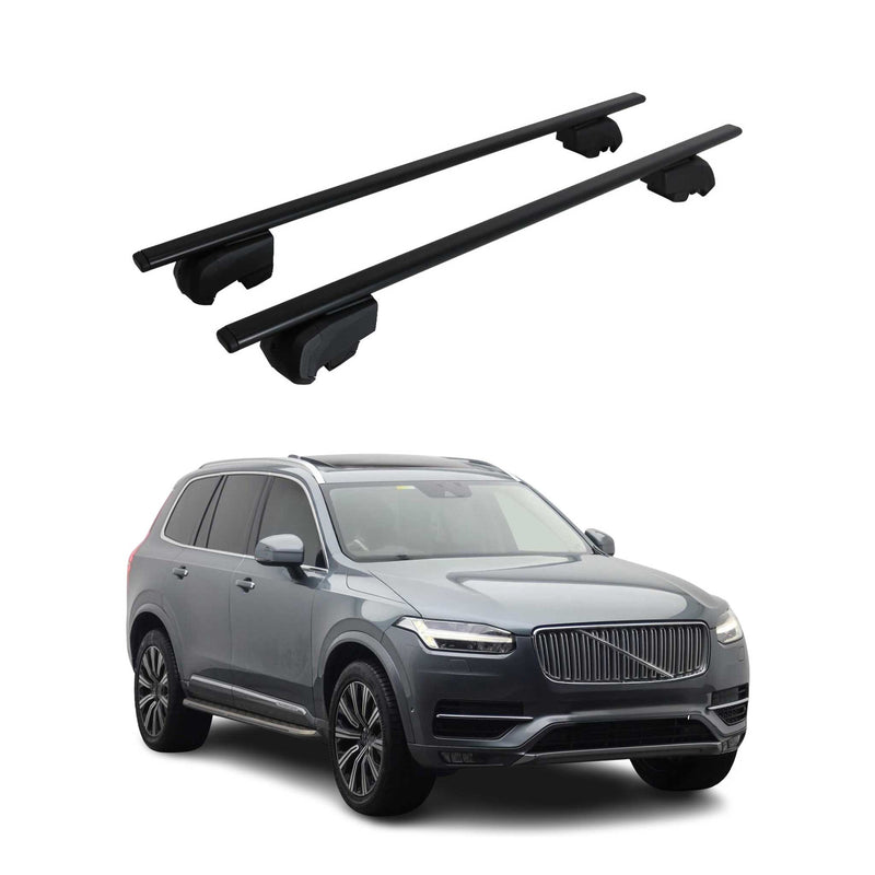 Barres de toit Transversales pour Volvo XC90 2017-2023 Fer Noir ABE