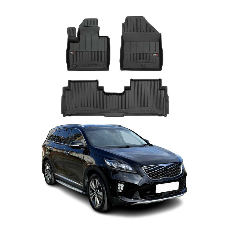 OMAC Tapis de sol en caoutchouc pour KIA Sorento 3 2015-2020 Noir Premium
