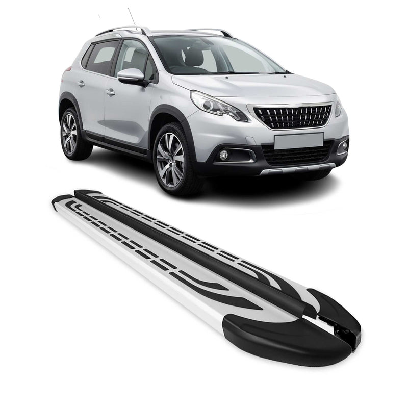 Marchepieds Latéraux pour Peugeot 2008 2003-2020 Aluminium Argent Noir 2 Pcs