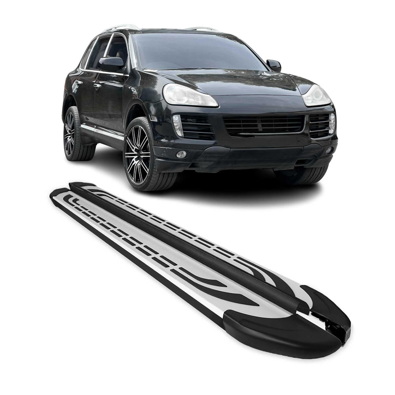 Marchepieds Latéraux pour Porsche Cayenne 2003-2010 Aluminium Gris Noir 2Pcs