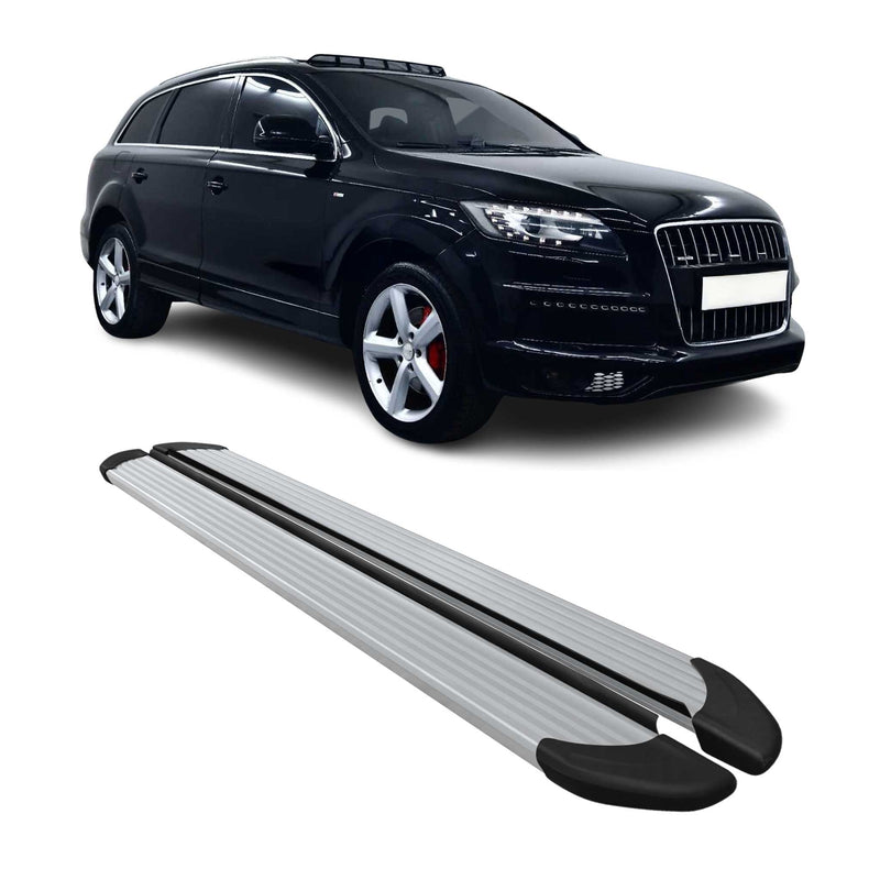Marchepieds latéraux pédale pour Audi Q7 4LB 2006-2015 Aluminium 2x Gris