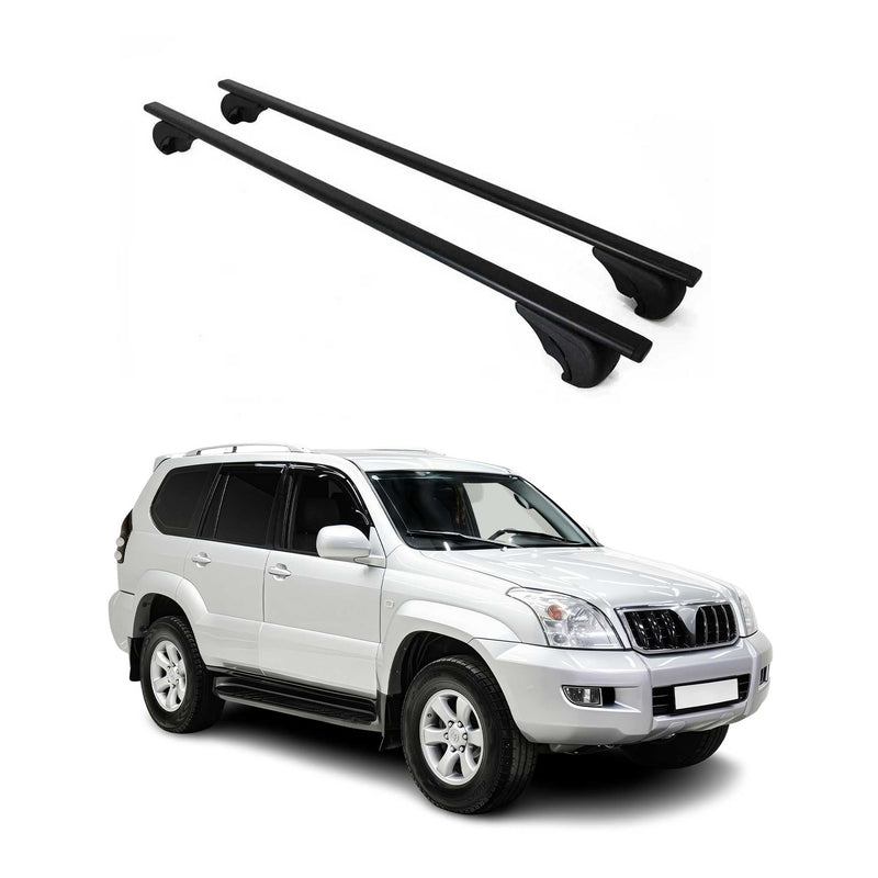 Barres de toit Transversales pour Toyota Land Cruiser 2002-2009 Fer Noir