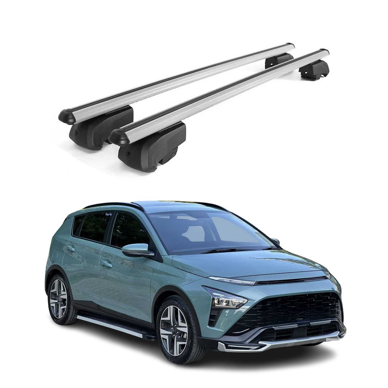 Barres de toit Transversales pour Hyundai Bayon 2020-2023 Aluminium Gris ABE