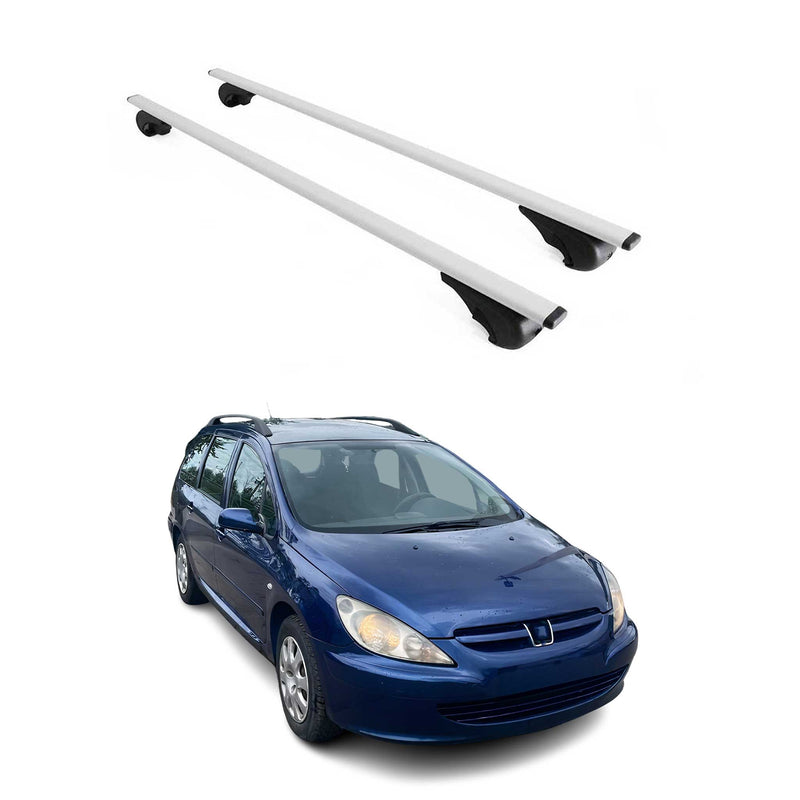 Barres de toit Transversales pour Peugeot 307 Break 2002-2008 Fer Argent