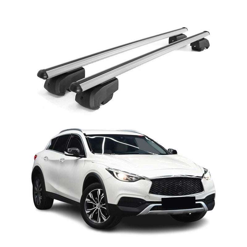 Barres de toit Transversales pour Infiniti QX30 2016-2023 Aluminium Gris ABE