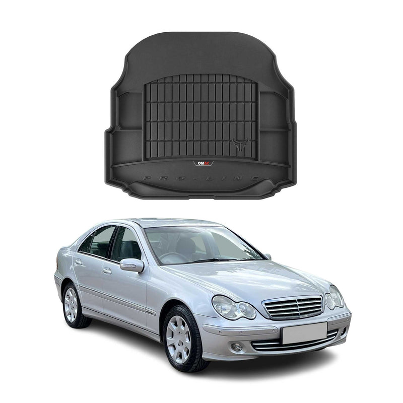 Tapis De Coffre pour Mercedes Classe C W203 Sedan 2000-2006 TPE Noir 1 Pcs