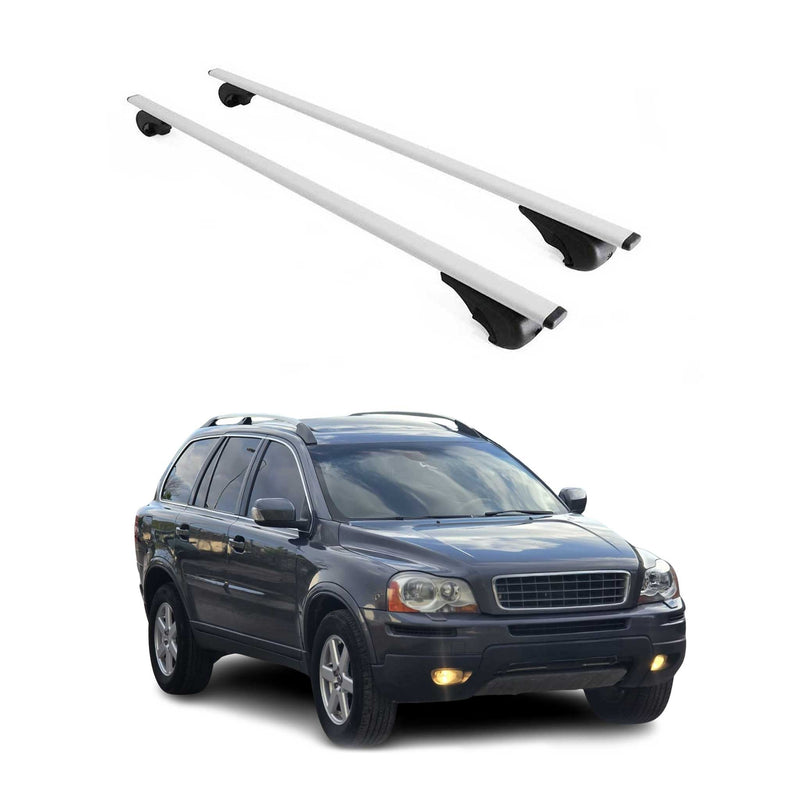 Barres de toit Transversales pour Volvo XC90 I 2002-2014 Fer Argent