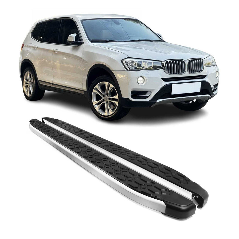Marchepieds latéraux pédale pour BMW X3 F25 2010-2017 Gris Noir Aluminium 2Pcs