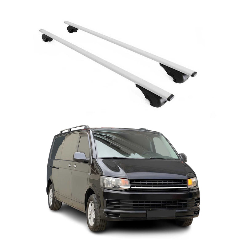 Barres de toit Transversales pour VW Transporter T6 2015-2024 Fer Argent