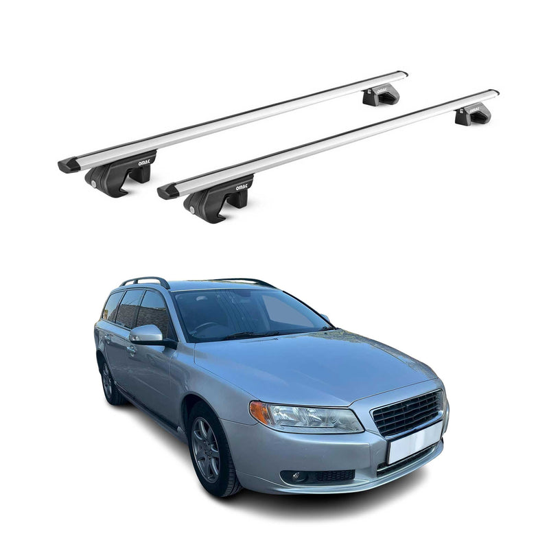 Barres de toit transversales ABE pour Volvo V70 2007-2016 5 P Alu Gris 2x
