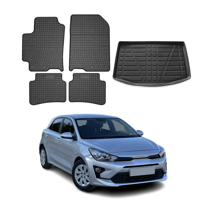 Kit Tapis de sol et coffre pour Kia Rio 2018-2024 TPE Noir