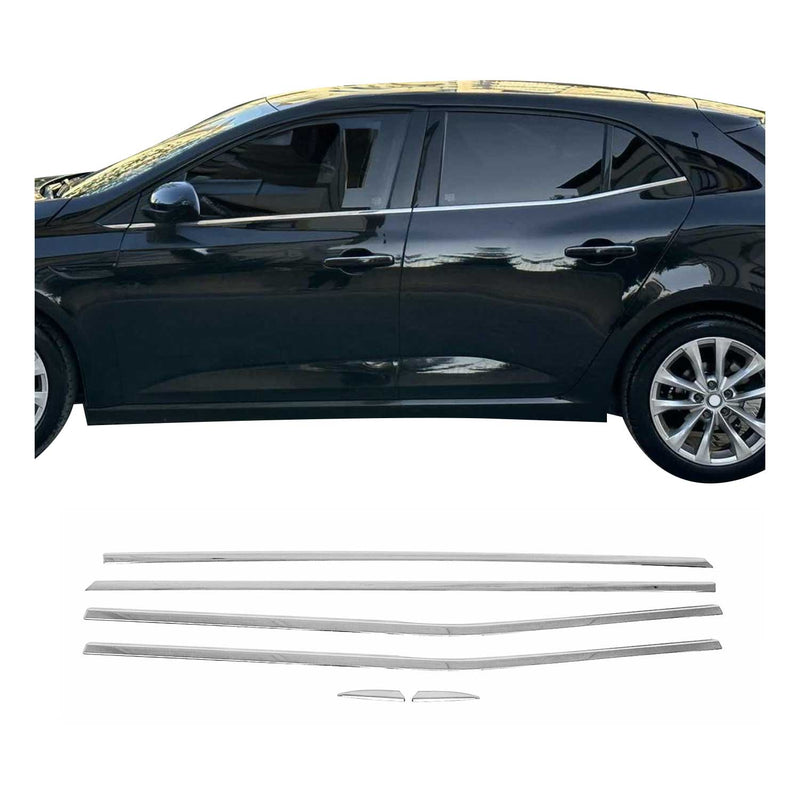 Baguettes pour contour latérales pour Renault Megane IV 2016 inox chrome